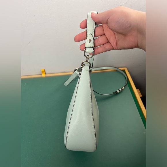 Kate Spade Staci Saffiano Leather Shoulder Bag Parchment Crystal Blue - Picture 9 of 16